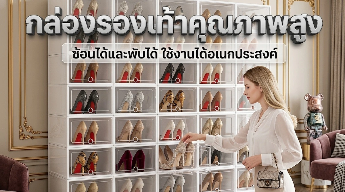 กล่องรองเท้าใส ซื้อ3แถม3 ขนาด M และ L เปรียบเทียบ ซ้อนกันได้หลายชั้น