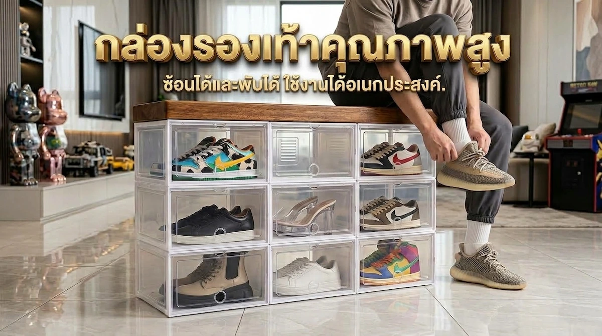 วิธีประกอบ กล่องรองเท้าใส พับได้ ประกอบง่าย ซ้อนได้ กันฝุ่น