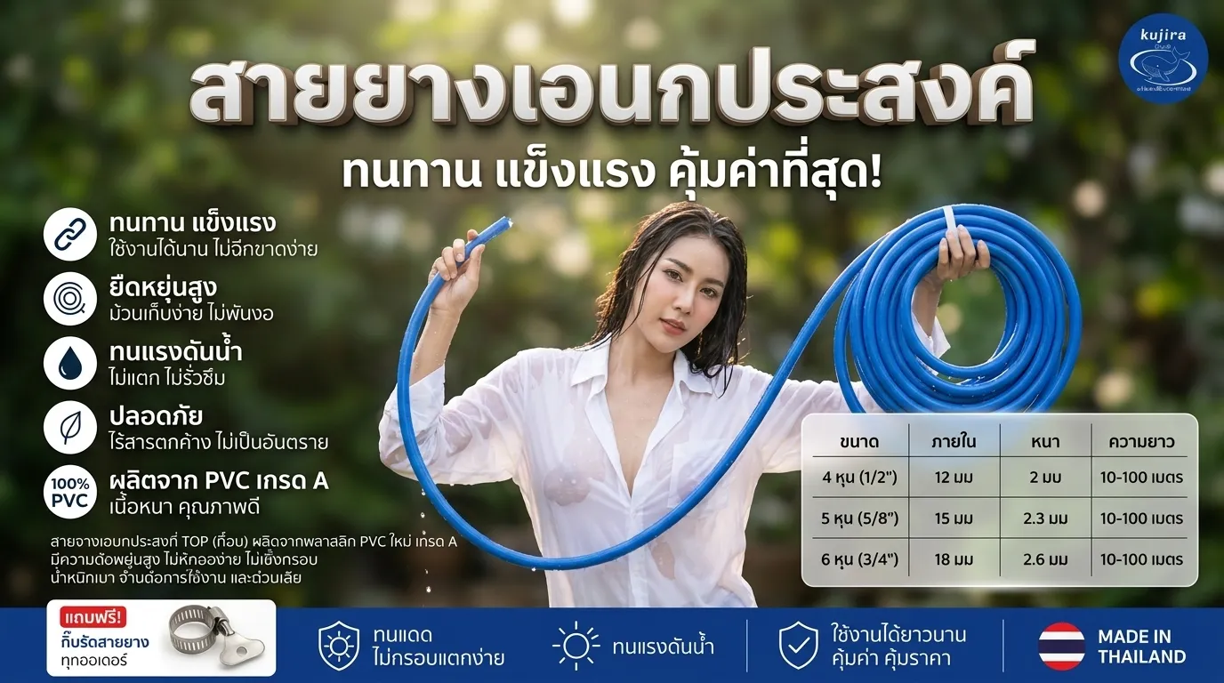 สายยาง Kujira PVC สีฟ้า ใช้รดน้ำต้นไม้