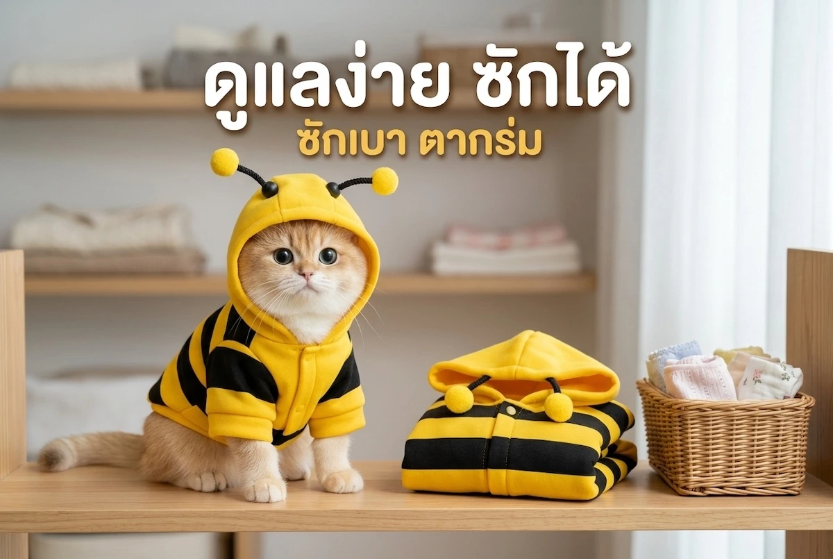 วิธีสวมและซักดูแลชุดผึ้งแมว ซักเบา ตากร่ม