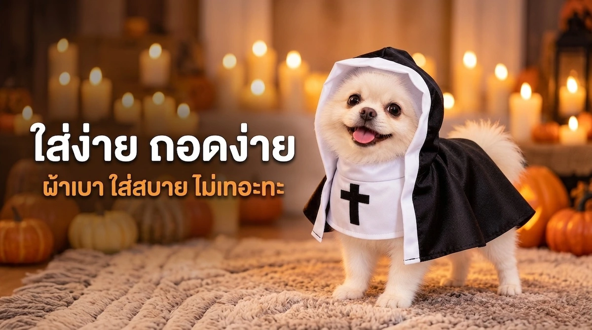 ชุดแม่ชีสัตว์เลี้ยงสำหรับหมาเล็ก ปอมเมอเรเนียนใส่ชุดฮาโลวีนผ้านุ่ม ใส่ง่าย ถอดง่าย